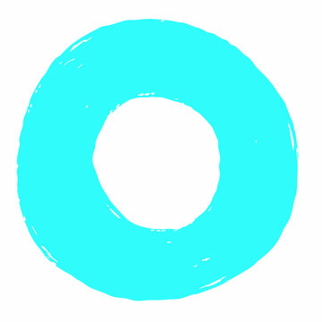 Turquoise circle brushstroke with white center paint style illustration