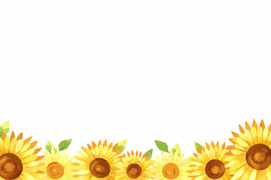 Sunflower watercolor border with a white background floral arrangement