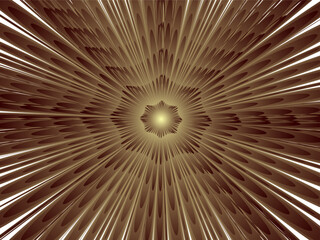 Obraz premium Golden explosion burst, abstract radial lines, shining star center, brown beige background