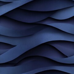 Fototapeta premium Abstract Elegant Dark Blue Paper Waves Seamless Pattern Design Banner For Modern Interior Decor