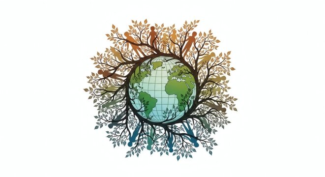Tree with Earth Globe Representing Environmental Conservation, Sustainability, Climate Awareness and Global Ecology Concept