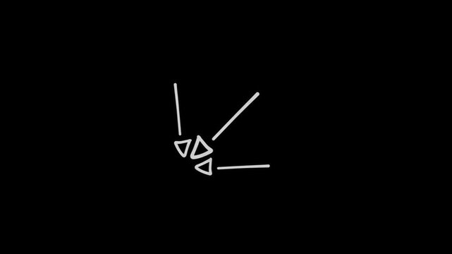 Arrow, white arrows and triangles on a black background for design and illustration purposes