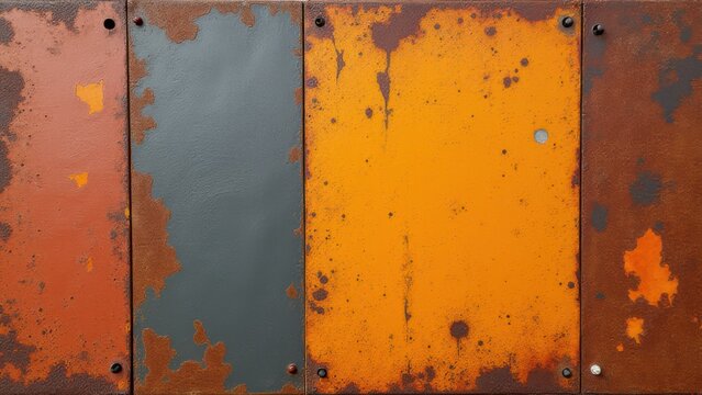 textured canvas art blending rustic oxidized rust with modern matte spray paint accents for industrial design backdrop