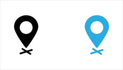 Minimal outline map pin icon set. representing location, navigation, GPS, destination, mapping, and geographic positioning. © bang