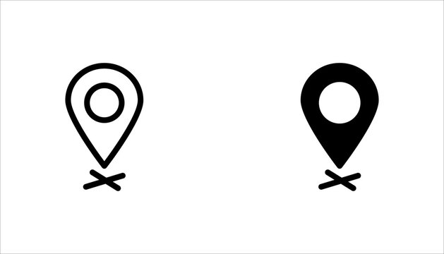 Minimal outline map pin icon set. representing location, navigation, GPS, destination, mapping, and geographic positioning.