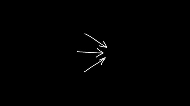 Arrow, three white arrows pointing in different directions on a black background