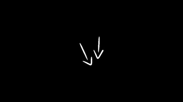 Arrow, two white arrows pointing downwards on a black background in a simple illustration