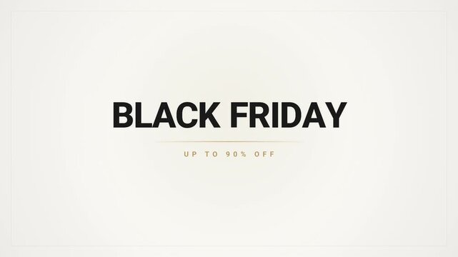 Elegant Black Friday Promo Animation with 90 Percent Discount - Light Background. Black Friday Big Sale - Glowing 90% Off Animation