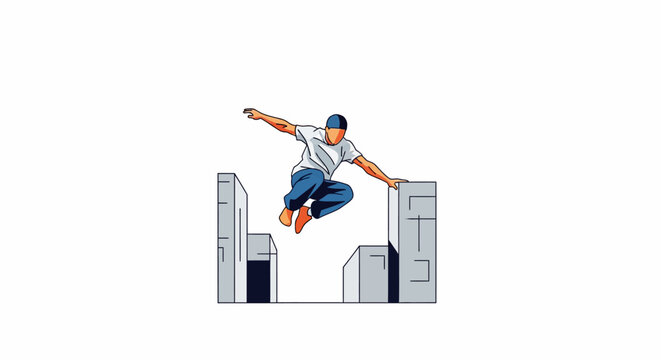 Young man skateboarding in air tricks.