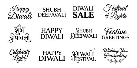 Diwali greeting fonts and typography collection © MD. EMON HOSSAIN