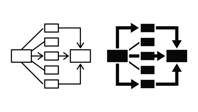 Workflow process diagram flowchart business icon set with flowchart, workflow