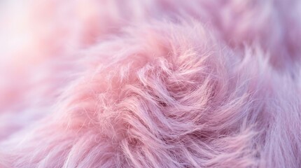 Obraz premium Macro Close-up of Ultra Soft Pink Faux Fur Texture, Fluffy Pastel Synthetic Hair Background
