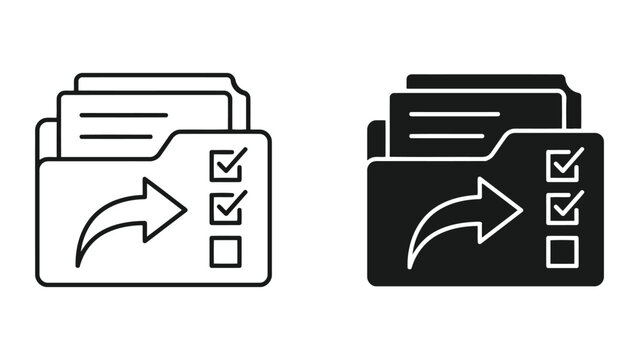Folder icon with selection checkbox and forward arrow symbol, checklist