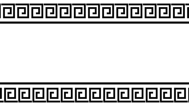 Classic Greek key meander pattern bordering animation isolated on white background