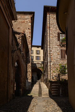 Medieval Alley in the Historic Center of Brescia, Lombardy, Italy