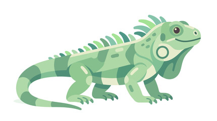 Fototapeta premium Stylized Vector Illustration of a Friendly Green Iguana Character Isolated on a Clean White Background