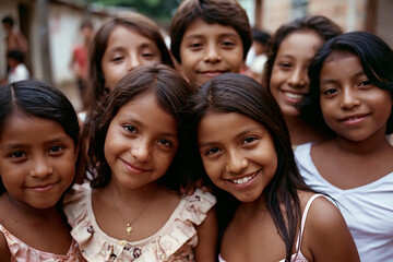Obraz premium Children smile together in a community setting