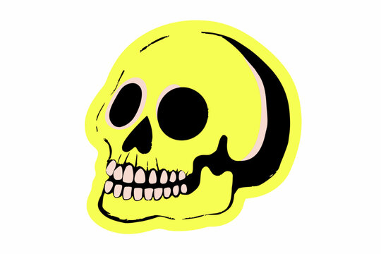 Black Skull Illustration With Yellow Background Bold Graphic Style