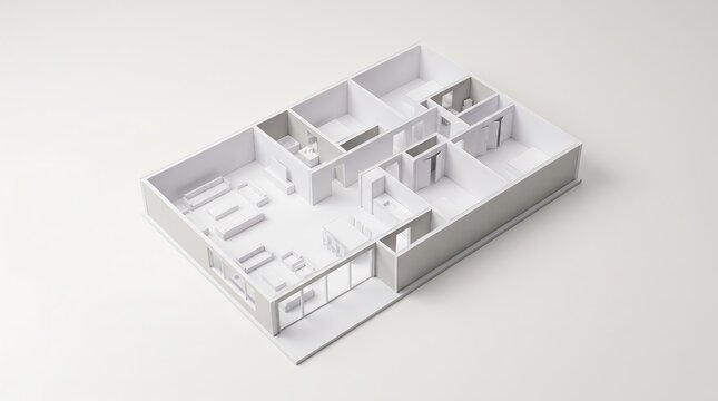3d model of a modern apartment floor plan