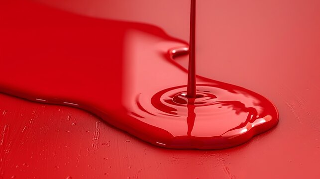 Luxurious branding of liquid cream makeup featuring flowing red paint for stunning beauty visuals