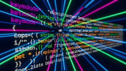 Fototapeta premium Abstract Digital Code Stream, Futuristic Technology, Data Flow, Network Connection