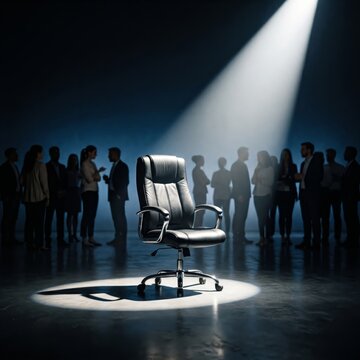 Professional crowd and the inspirational empty chair at meetings