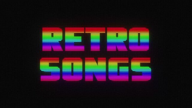 Retro Songs Playlist Letters Words Multicolor Old Vintage VHS Style 