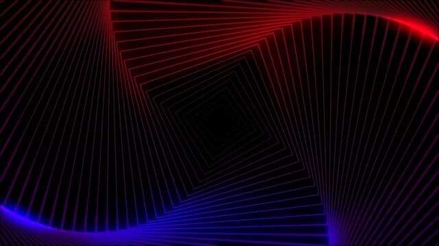 Seamless VJ Loop Neon Wireframe Square Tunnel Background