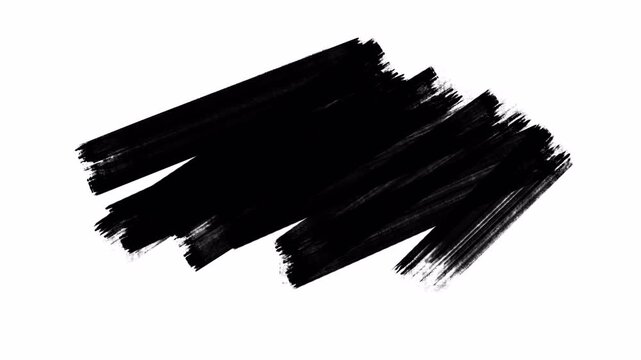 Abstract Paint brush stroke black ink art with messy dark lines is perfect for backgrounds, posters, banners, and artistic projects needing dramatic elements. 4K - Alpha Channel