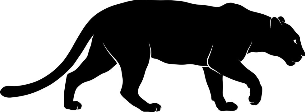 vector can editable Stealthy prowling panther silhouette captured in a low-profile hunt