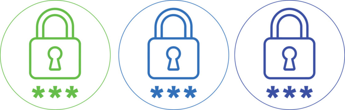 Three colorful padlocks with keys showing security levels