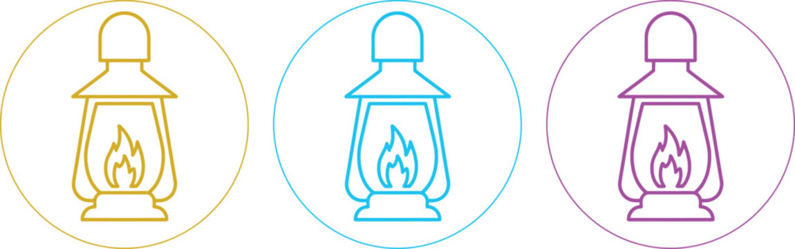 Three colorful genie lamps with smoke on circles