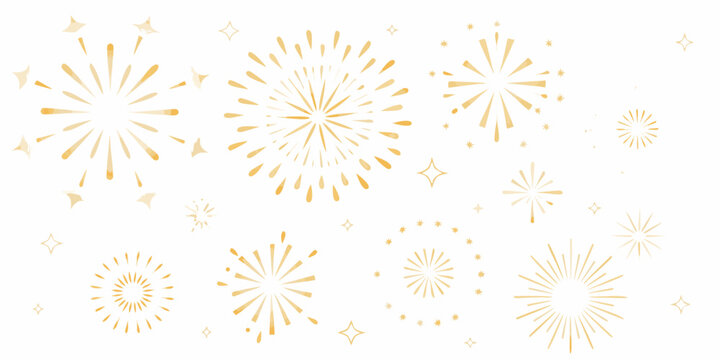 Gold fireworks pattern on a white background celebratory vector illustration