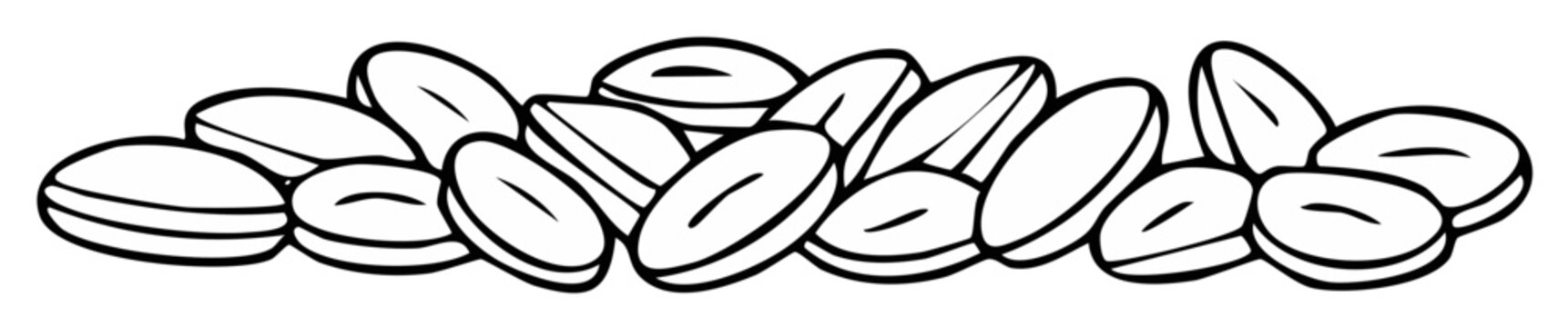 Illustration of a pile of pills in a doodle style
