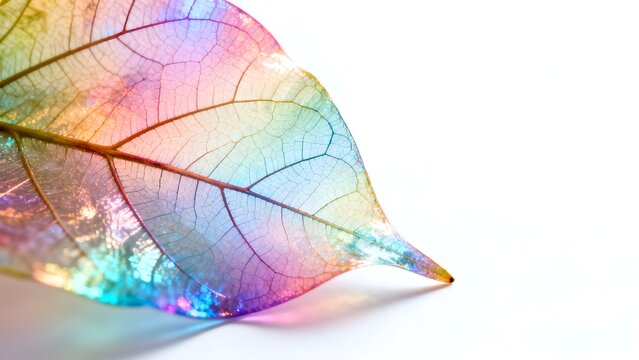 Colorful leaf with intricate vein pattern