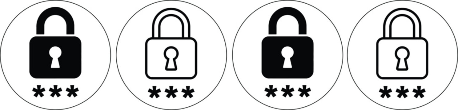 Four padlock icons with keys showing different security levels