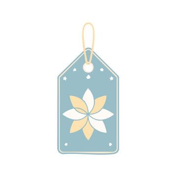 Blue flower gift tag with string