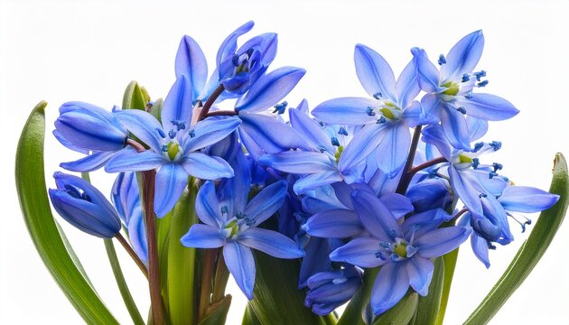 Close Up Of Blue Scilla Flowers Isolated On Transparent Background Scilla Siberica