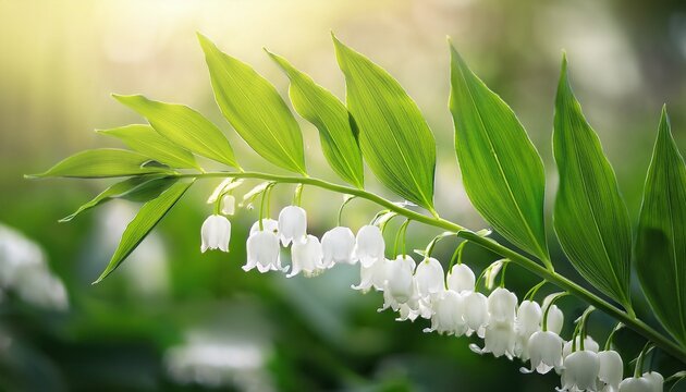 Delicate White Flowers Kupeny Natural Background Solomon S Print Polygonatum Biflorum
