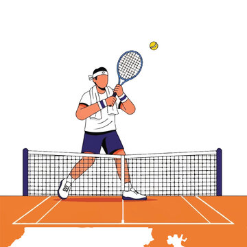 Man playing tennis on court.
