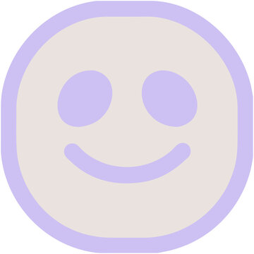 Retro smiley face icon with purple and beige coloring