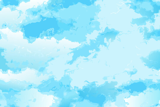 Watercolor clouds and blue sky background soft atmospheric texture