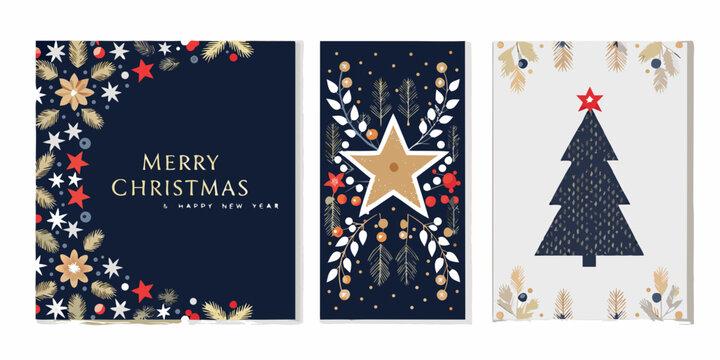 Floral Ornament Pattern With Festive Text And Star Vector Illustration