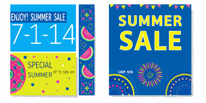 Summer Sale Vector Illustration With Colorful Fruit And Fireworks