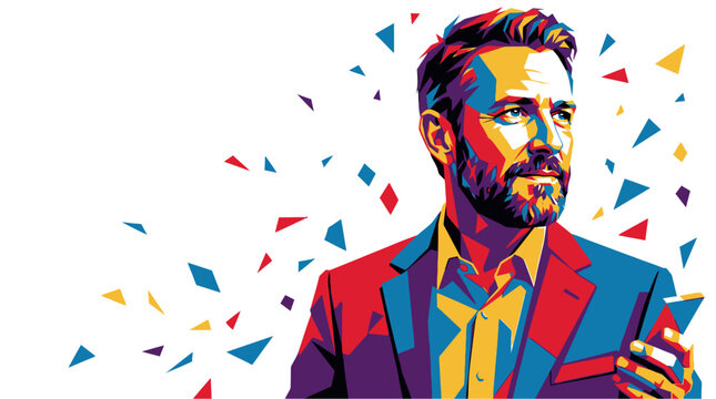 Man in colorful business suit portrait.