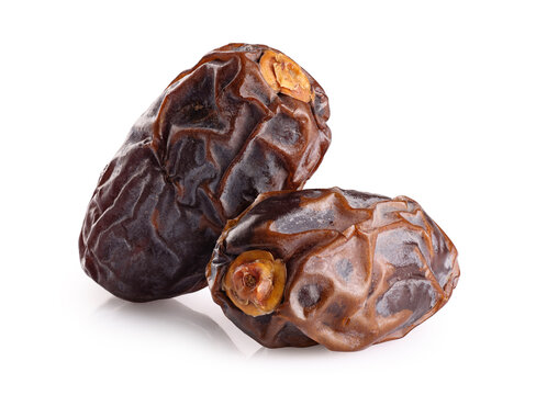 Dried date fruit isolated on white background.