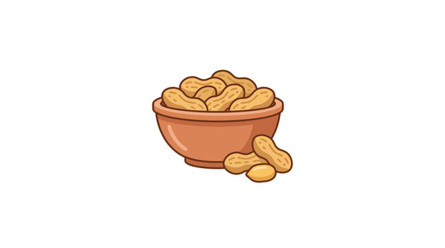Peanuts in shells inside a brown bowl vector illustration