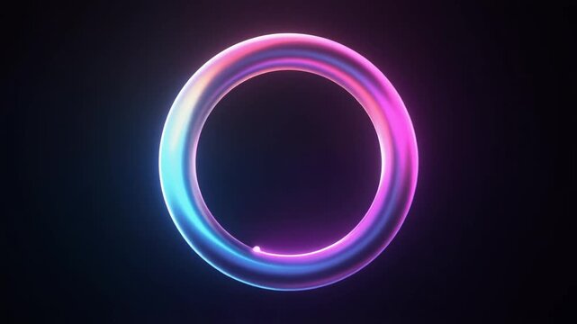 Animation draws neon ring outline paths. Pink blue gradient line glows format minimalist layout charts. Clean vector design frames loop professional presentation business clips.