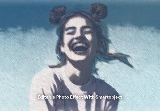 Editable Vintage Crosshatch Sketch Photo Effect Template