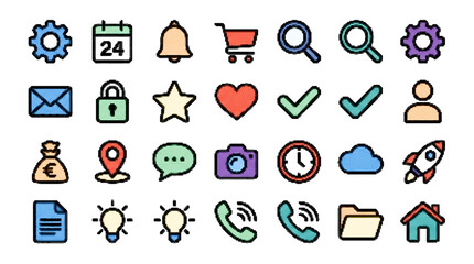 Fototapeta premium Colorful Vector Icon Set for Technology and Daily Life Themes